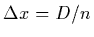 $\Delta x=D/n$